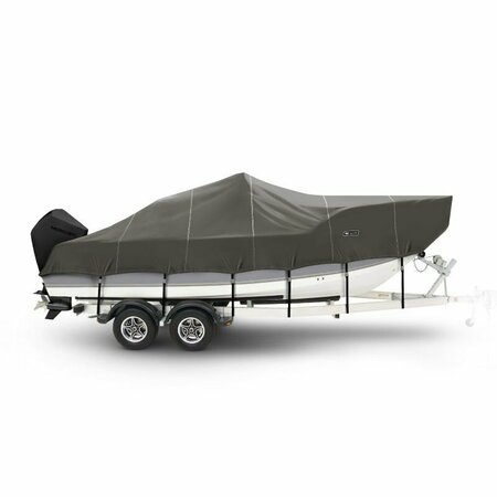 EEVELLE Boat Cover BAY BOAT Rounded Bow Inboard Fits 25ft 6in L up to 102in W Charcoal WSCCBR25102-CHL
